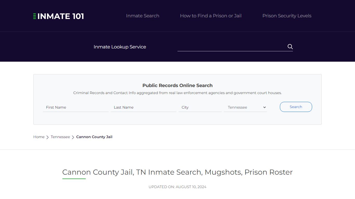 Cannon County Jail, TN Inmate Search, Mugshots, Prison Roster