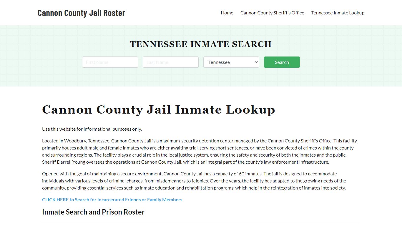 Cannon County Jail Roster Lookup, TN, Inmate Search