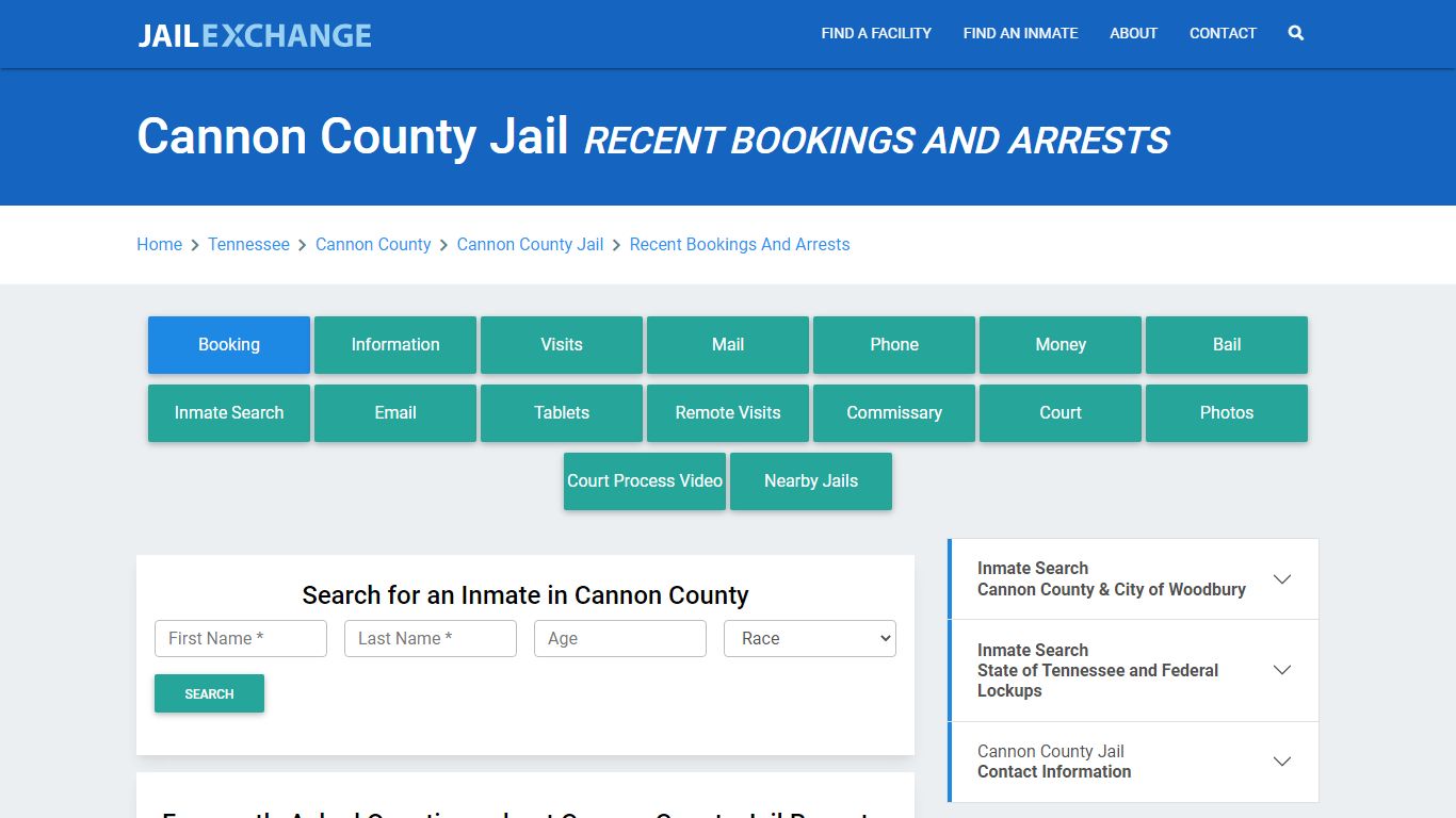 Cannon County Jail Recent Bookings And Arrests - Jail Exchange